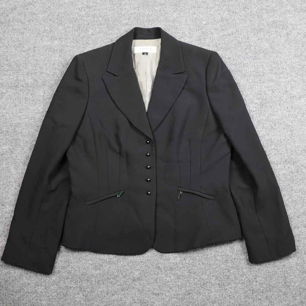 Tahari Arthur S.‎ Levine Blazer Womens 12 Black Tailored 6 Button Lined Jacket